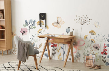 Watercolor Botanical Garden Mural Wallpaper