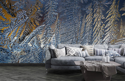 Wallpaper Mural with Crystal Leaves for Home Decor