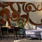 Abstract Octopus Gold Accent Mural Wallpaper