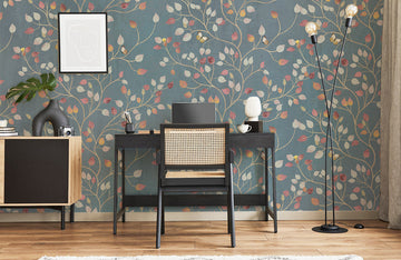Elegant Blue Floral Botanical Wallpaper Mural