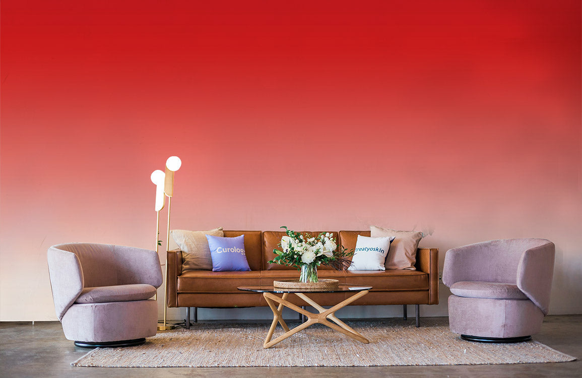 Red Wallpaper Mural with Gradient Ombre, Suitable for Home Decoration