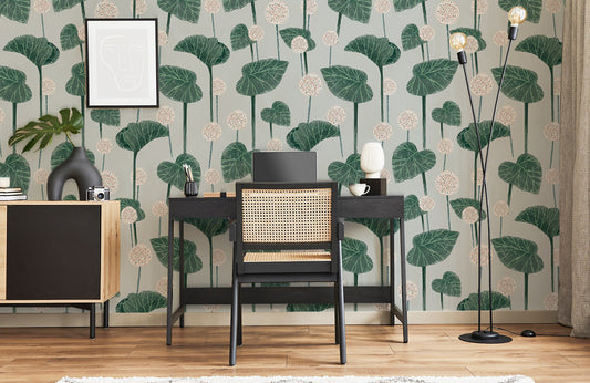 Home Decoration Featuring a Lotus Leaf Wallpaper Mural