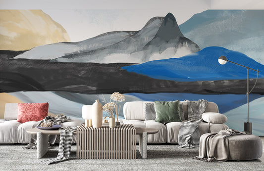 Mural of a Mountain and River in the Home