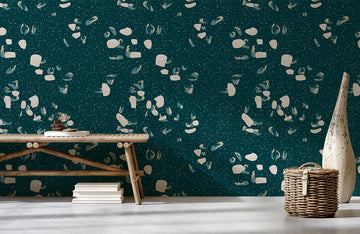 Charming Navy Nautical Crab Mural Wallpaper