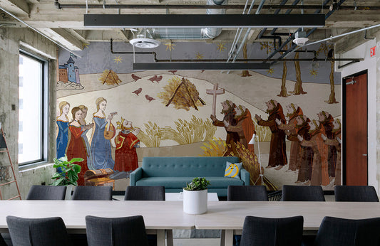 retro people pray to god wall murals for home
