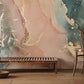 Wallpaper Mural with Pink and Gold Swirls for Home Decor