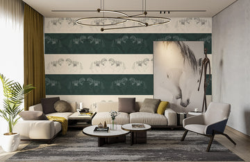 Whimsical Horse Pattern Mural Wallpaper