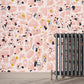 Wallpaper Mural with Pink Fragments of Marble Pattern for Bedroom