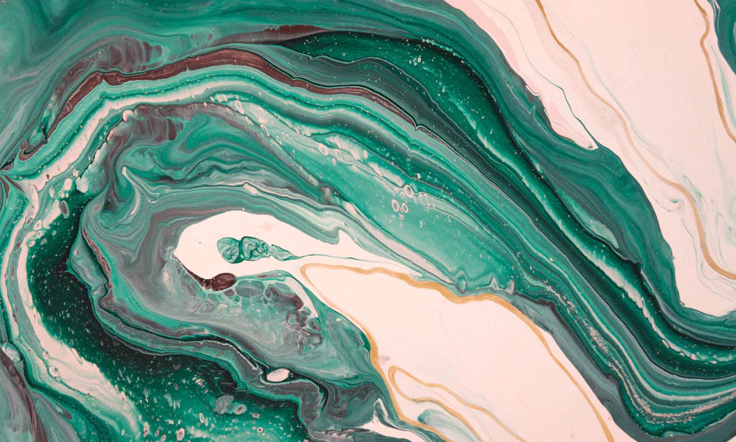 Emerald Green Marble Swirl Mural Wallpaper