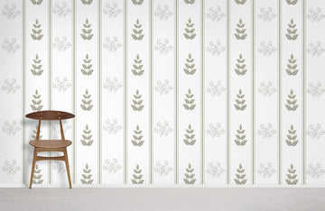 Elegant Botanical Stripes Gold Mural Wallpaper