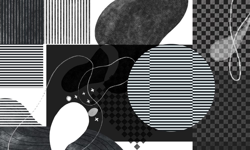 Modern Abstract Black and White Geometric Wallpaper