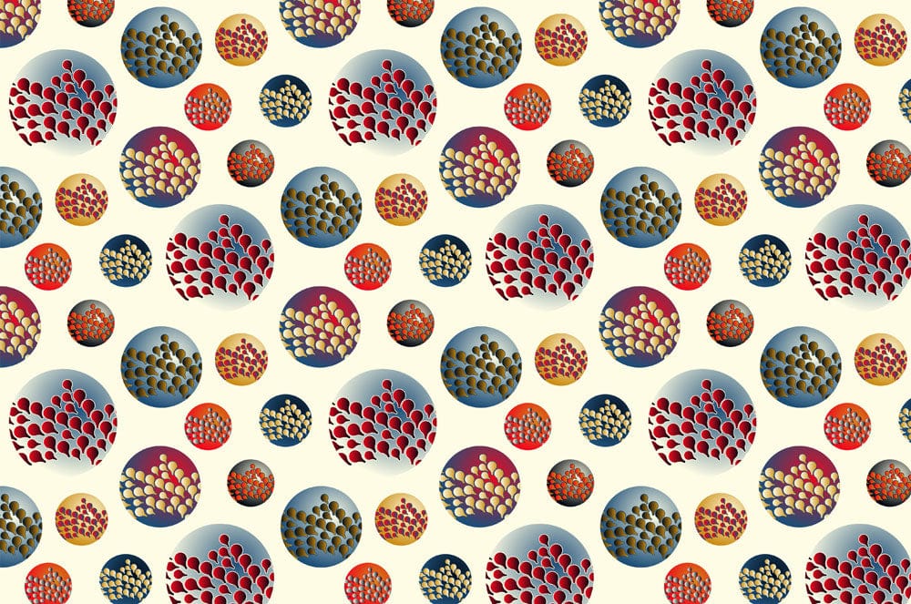 Retro Geometric Dot Pattern Mural Wallpaper