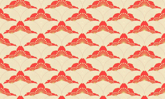 Wallpaper Mural in Abstract Red Sakura Pattern for Home Decoration