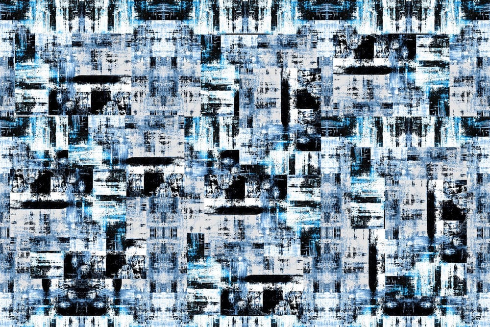 Home Decoration Wallpaper Mural Featuring Black and Blue Squares