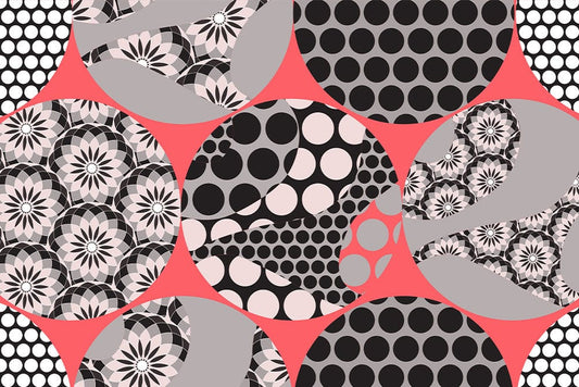 Kaleidoscope Pattern in Black and Pink on a Wallpaper Mural for Home Decoration