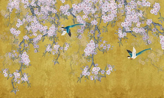 Wallpaper mural featuring Blossoms in Front for Use as Home Decoration