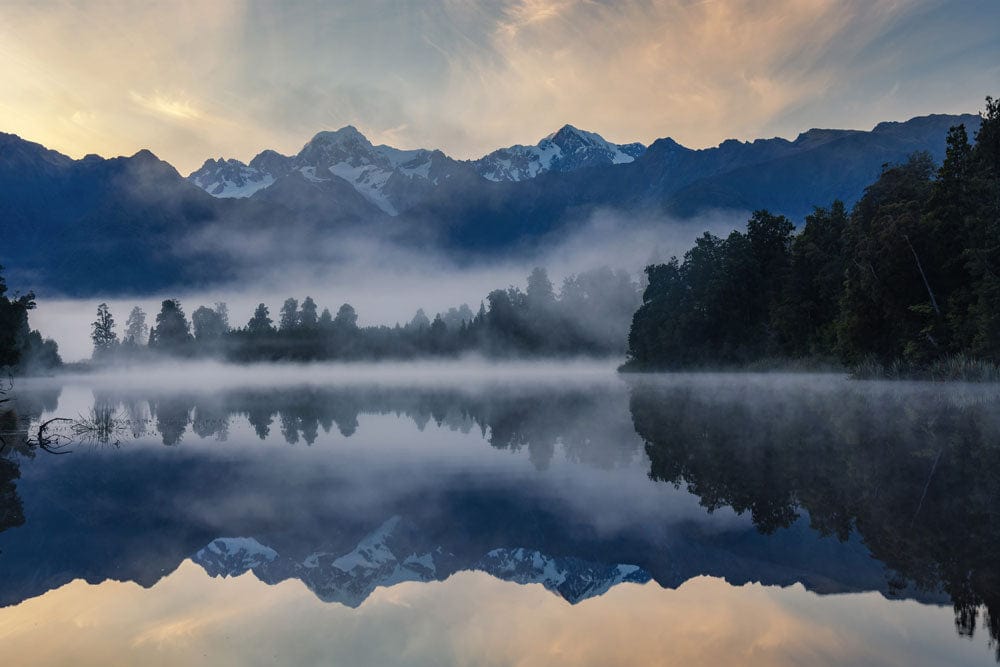 Misty Mountain Lake Landscape Wallpaper Mural | Ever Wallpaper ...