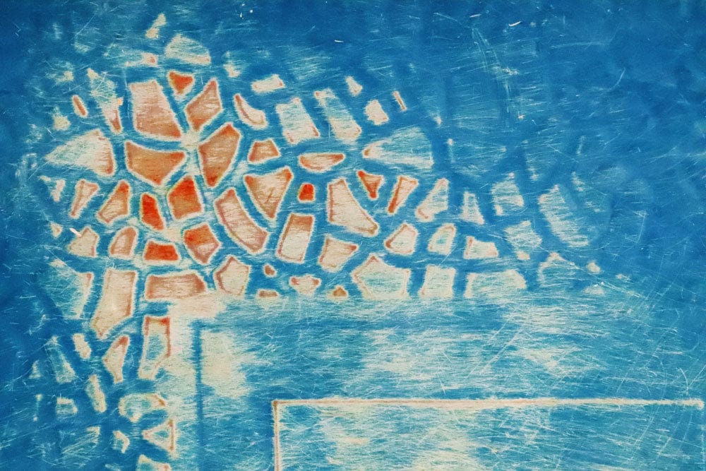 Abstract Blue and Orange Mural Wallpaper