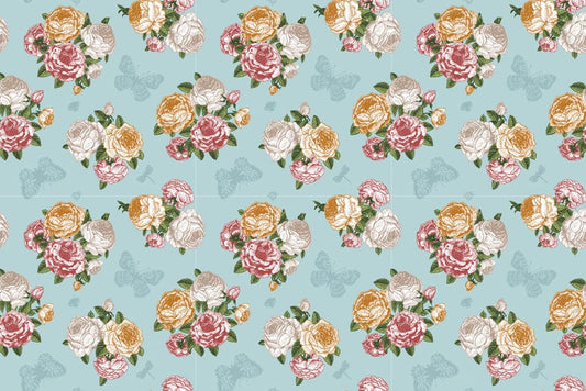 Wallpaper Mural with Bouquets and Flowers for Home Decoration