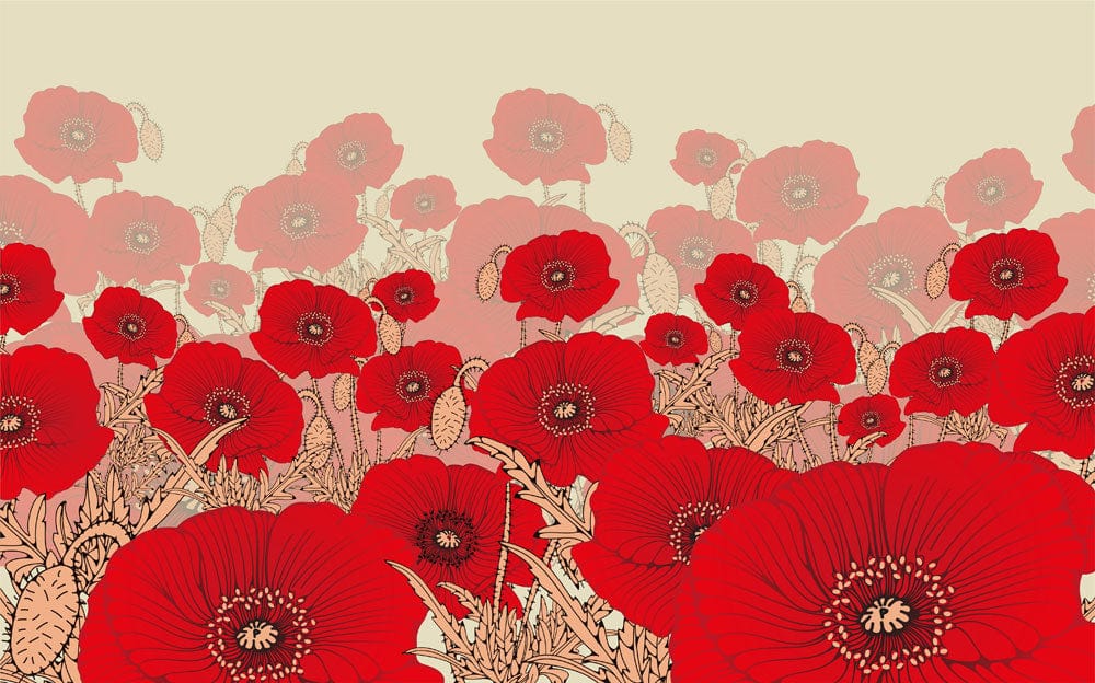 Rote Mohnblume Moderne Wandtapete
