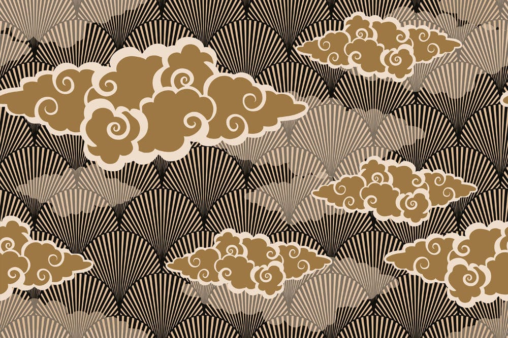 Papier Peint Panoramique Nuages ​​de Bon augure Marron