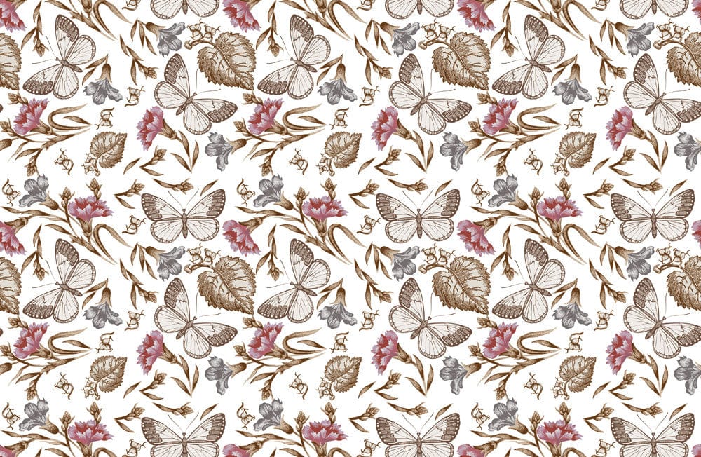 Elegant Butterfly Floral Pattern Mural Wallpaper