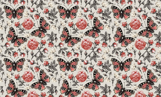 Wallpaper mural for home decoration featuring Butterflies and Pods.