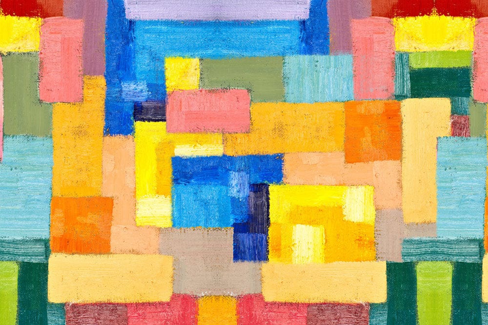 Paint and Wallpaper Mural with Vibrant Squares and Rectangles for Home Decoration