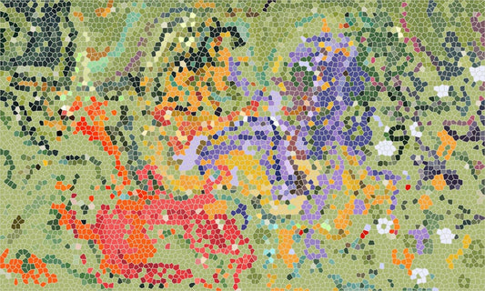 Decorative Wallpaper Mural With a Colorful Block Mosaic Design for the Home