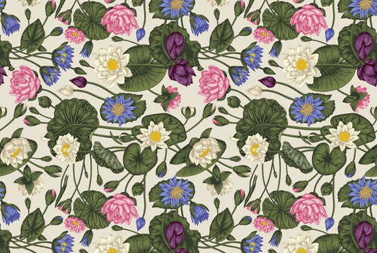 Wallpaper mural featuring a colorful and vibrant lotus design, ideal for use as room decoration