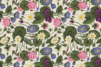 Wallpaper mural featuring a colorful and vibrant lotus design, ideal for use as room decoration