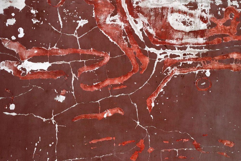 Wallpaper Mural for Home Decoration Featuring a Cracked Red Paint Finish