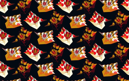 Wallpaper mural with a dark paper crane design, perfect for home decorating
