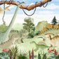 Wallpaper Mural for Home Decoration Featuring a Dinosaur Gathering in a Forest