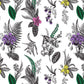 Wallpaper Mural with Exotic Orchids and Leaves, Perfect for Home Decoration