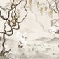 Wallpaper mural for home decoration featuring fairy cranes in a forest setting.