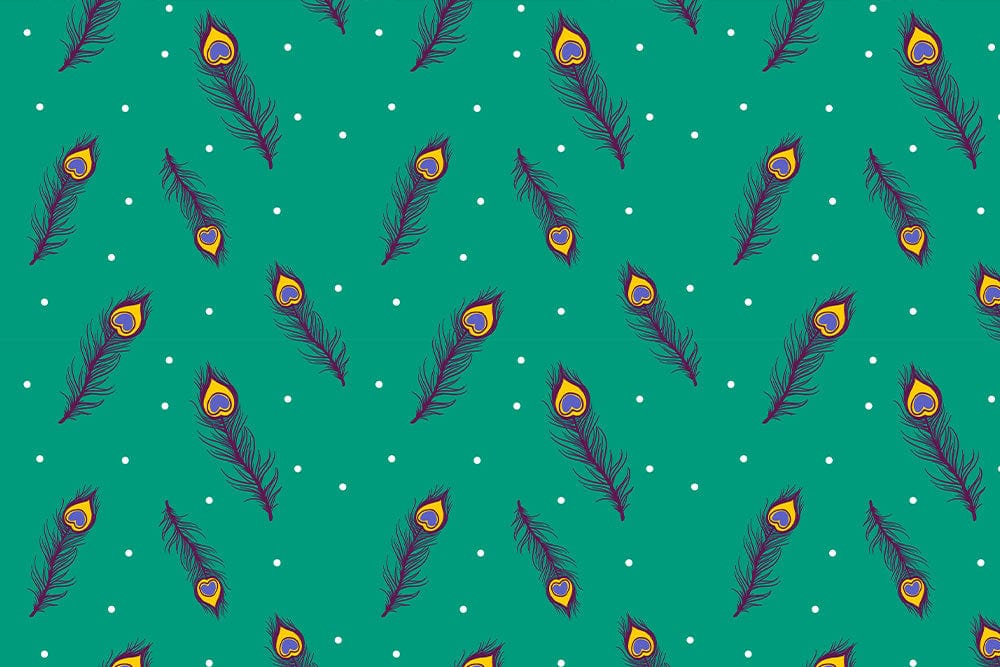 Bohemian Peacock Feather Pattern Mural Wallpaper