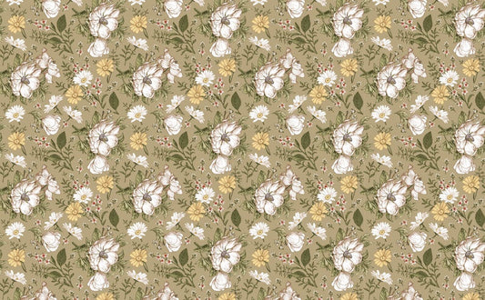 Wallpaper mural with fully opened daisies, perfect for use as home decor