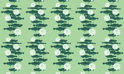 Green Lotus Line Wallpaper Mural for Interior Design of Your Home