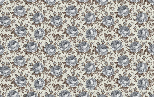 Mural Wallpaper Art in Grey and Brown Flowers for the Home