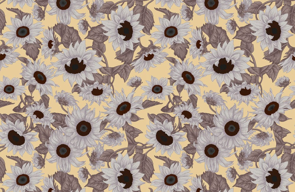 Vintage Sunflower Botanical Mural Wallpaper