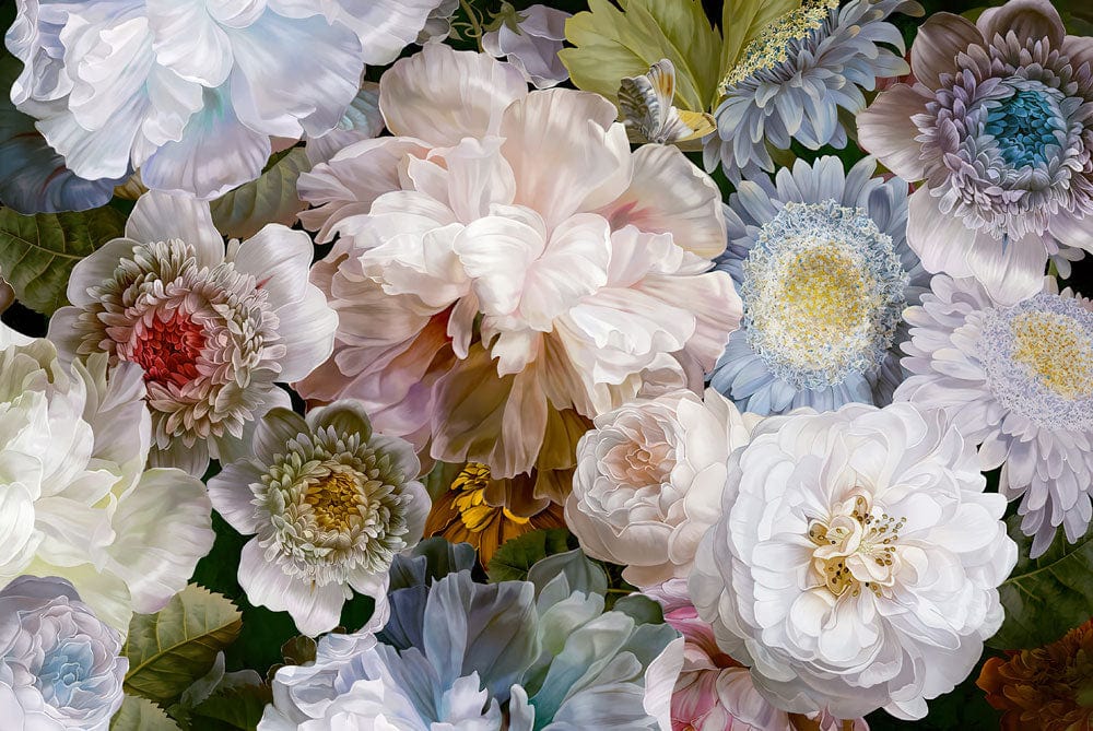 Luxuriöse große Blumenmuster Wandtapete