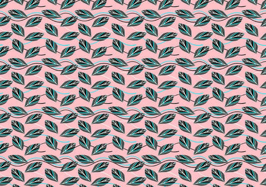 Home Decoration Wallpaper Mural with Leaves on a Pink Background