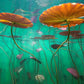 Home Decoration Lily Pads Wallpaper Mural With an Underwater Scene