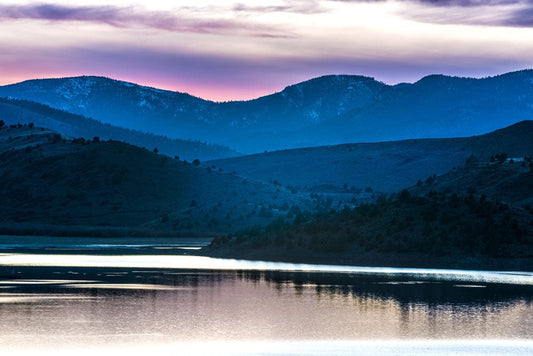 Wallpaper Mural for Home Decoration Featuring Mountainous Landscapes and a Purple Sunset