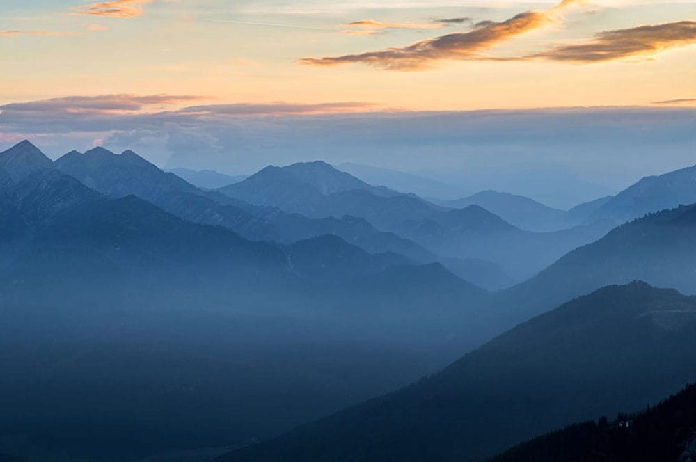 Serene Mountain Mist Landscape Wall Mural