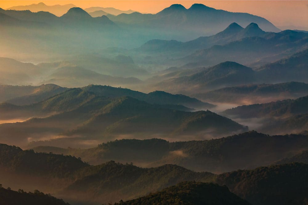 Misty Mountain Sunrise Landscape Wallpaper Mural
