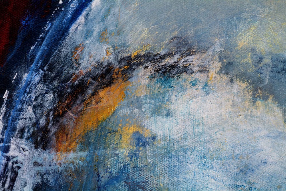 Abstract Artistic Blue Orange Mural Wallpaper