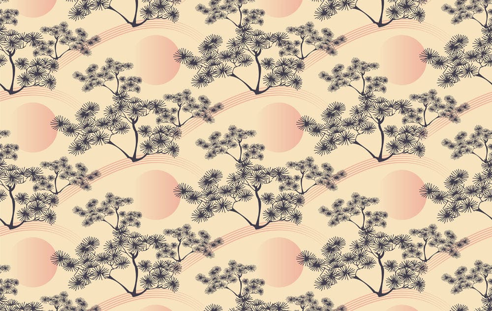 Pink Botanical Tree Mural Wallpaper