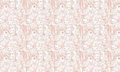 Home Decoration Pink Side Faces Wallpaper Mural for Use in